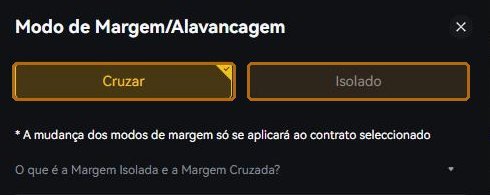 Cruzada usa o saldo inteiro da carteira como garantia; isolada usa só o que você separou para aquela posição.